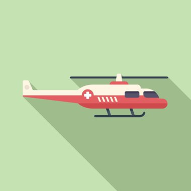 Helikopter ikonu düz vektörünü kurtarmaya yardım et. Hava ulaşımı. Hava muhafızı