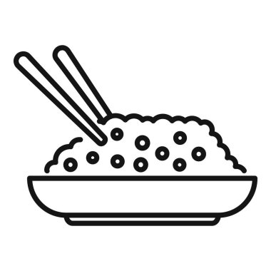 Yüzen pazar pirinç ikonu ana hatları vektörü. Nehir teknesi. Yerel kanal