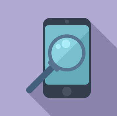 Akıllı telefon dosya arama simgesi düz vektörü. Çevrimiçi cep. Hücre gönder