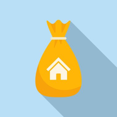 Kredi evi para çantası ikonu düz vektör. Gerçek finansal. Satış finansmanı
