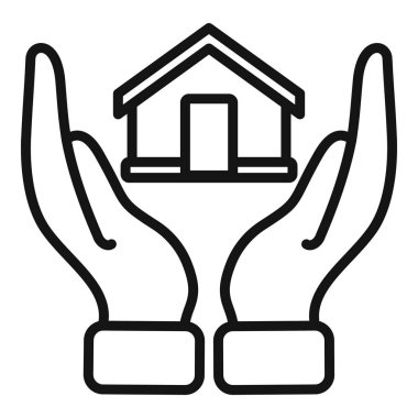 Bakım evi ikonu ana hat vektörü. Kiralık ev. Kredi yatır