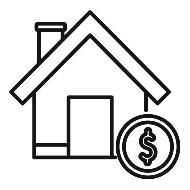 Ev finans ikonu ana hatları vektörü. Gerçek finansal. Satış kredisi