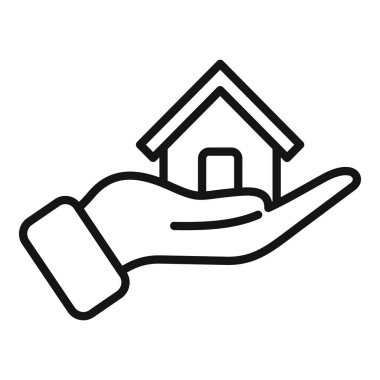 Bakım evi ikonu taslak vektörü. Gerçek ev. Kredi finansmanı