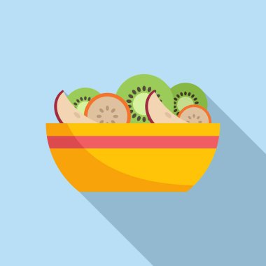 Kivi meyve salatası ikonu düz vektör. Taze yemek. Sebze yemeği.