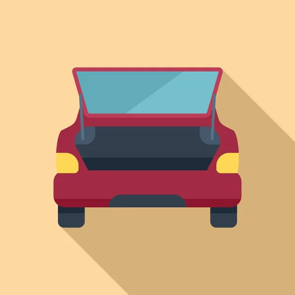 Family Car Trunk Icon Flat Vector Open Vehicle Travel Bag — Stock Vector