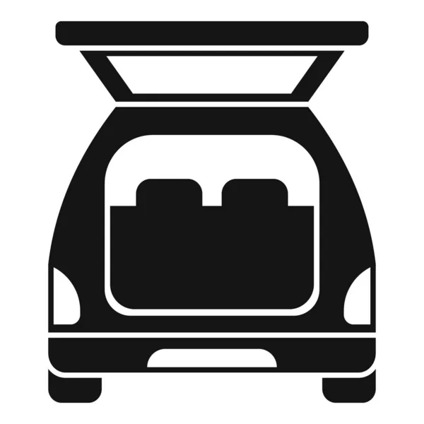 Mala Ícone Tronco Vetor Simples Porta Carro Veículo Aberto — Vetor de Stock