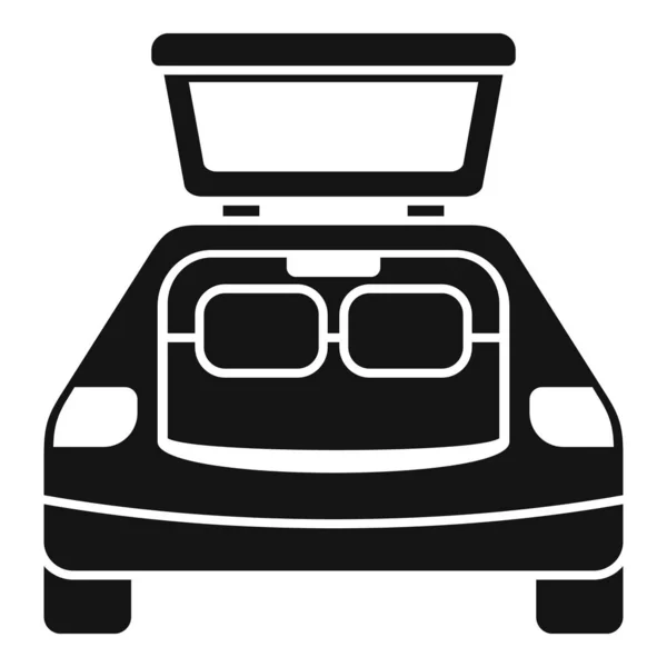 Ταξίδι Αυτοκίνητο Κορμό Εικονίδιο Απλό Διάνυσμα Ανοιχτό Όχημα Γύρνα Πίσω — Διανυσματικό Αρχείο
