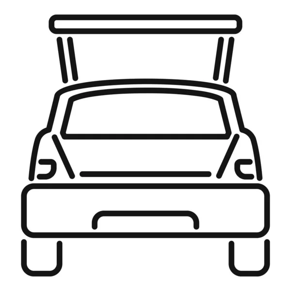 Carro Ícone Tronco Contorno Vetor Veículo Aberto Bagagem Porta — Vetor de Stock