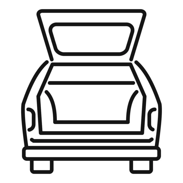 Ikona Bagażnika Samochodu Rodzinnego Wektor Zarys Otwórz Pojazd Torba Podróżna — Wektor stockowy
