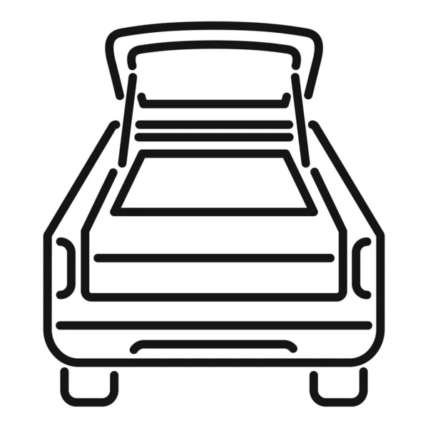 トリップ車のトランクアイコンアウトラインベクトル 車のドアだ スーパースーツケース — ストックベクタ