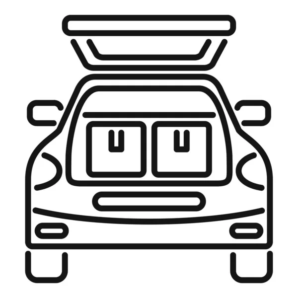 Vektor Obrysu Ikony Kufru Jídelního Vozu Boční Vozidlo Trip Bag — Stockový vektor