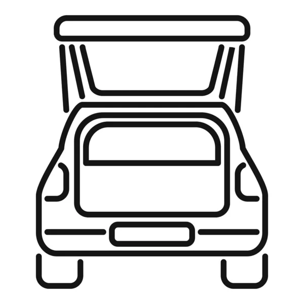 Sommer Reise Auto Kofferraum Symbol Umrissvektor Offenes Fahrzeug Rückreise — Stockvektor
