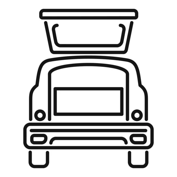 Вектор Контуру Піктограми Автомобіля Доставки Двері Автомобіля Подорожі Валіза — стоковий вектор