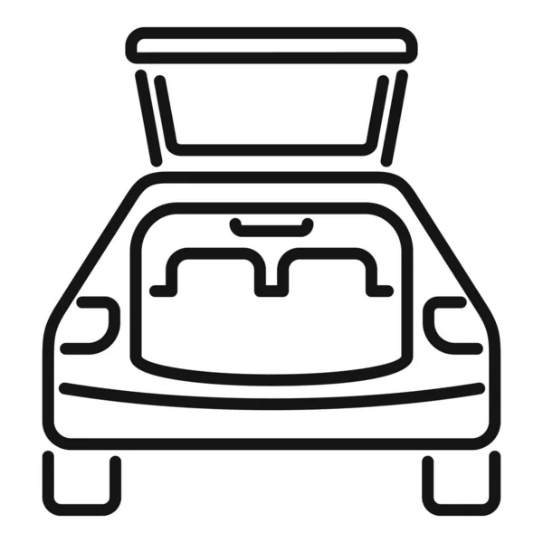 Reise Auto Kofferraum Symbol Umrissvektor Offenes Fahrzeug Rückreise — Stockvektor