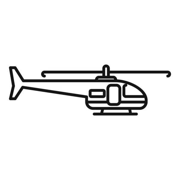 Vetor Contorno Ícone Helicóptero Resgate Voo Transporte Aéreo Navio Segurança — Vetor de Stock