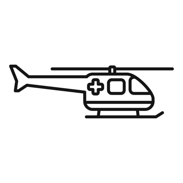 Help Reddingshelikopter Icoon Omtrek Vector Luchtvervoer Luchtwacht — Stockvector