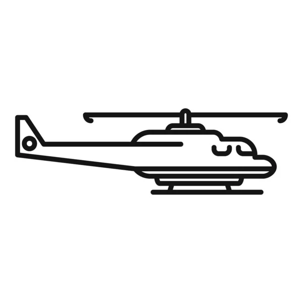 Volar Helicóptero Rescate Icono Contorno Vector Militar Aéreo Guardia Aérea — Vector de stock