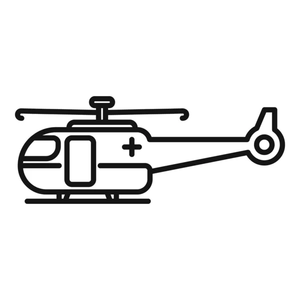 Medische Reddingshelikopter Icoon Omtrek Vector Luchtvervoer Luchtwacht — Stockvector