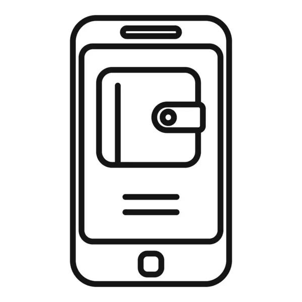 Portefeuille Smartphone Icône Contour Vecteur Intelligent Ligne Écran Intelligent — Image vectorielle