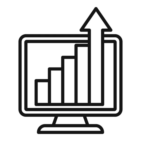 Monitor Online Grafiek Pictogram Overzicht Vector Huishuur Verkoop Van Leningen — Stockvector