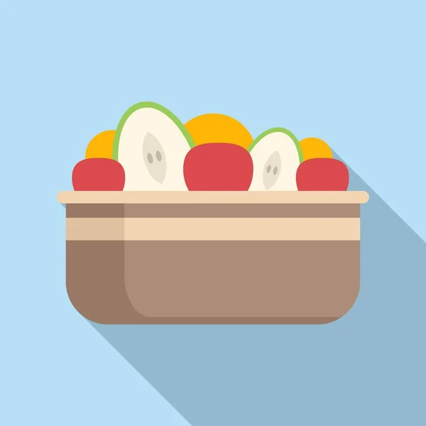 Ícone Salada Frutas Frescas Vetor Plano Comida Saudável Vegan Natural — Vetor de Stock