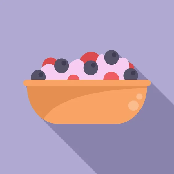 Berry Cream Fruit Icon Flat Vector Fresh Salad Natural Calorie — Stock Vector