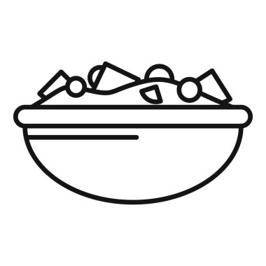 Egzotik meyve salatası ana hatları vektörü. Taze yemek. Tabak menüsü