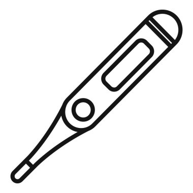 Dijital termometre simgesi dış hat vektörü. Hapşırık alerjisi. Mevsimlik polen