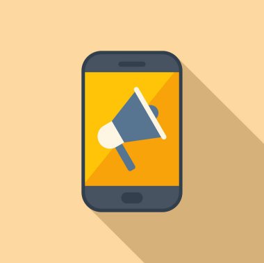 Mobil pazarlama ikonu düz vektörü. Sosyal piyasa. Fiyat içeriği