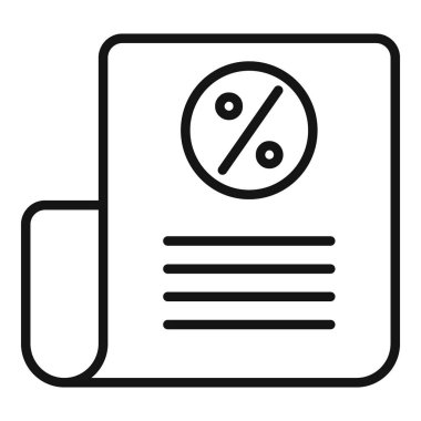 Satış kağıt ikonu ana hatları vektörü. Dijital karışım. Fiyat pazarı