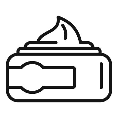 Krema kavanozu ikonu ana hatları vektörü. Kozmetik bakım. Güzellik bakımı