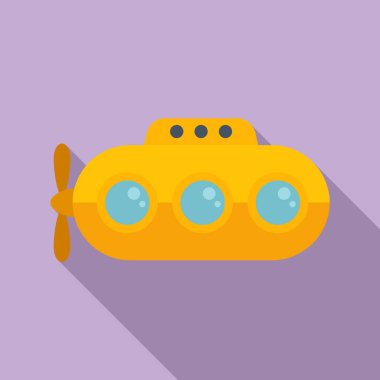 Denizaltı taşıma ikonu düz vektör. Su altı gemisi. Askeri araç.