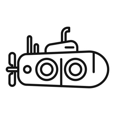 Denizaltı simgesi ana hat vektörü. Su altı teknesi. Deniz gemisi