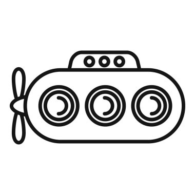 Okyanus denizaltı ikonu ana hatları vektörü. Su altı gemisi. Derin araç