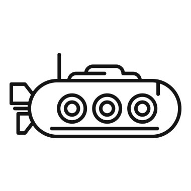 Deniz teknesi ikonu ana hat vektörü. Su altı gemisi. Güzel araç.