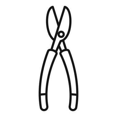 Büzüşen secateur simgesi ana hatları vektörü. Bahçe makası. İş bıçağı