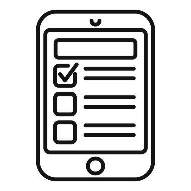 Akıllı telefon seçim ikonu ana hatları vektörü. Demokrasi oylaması. Oy kağıdı