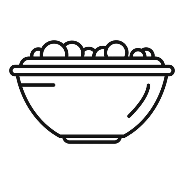 Konturenvektor Für Sahnefruchtsalat Frische Lebensmittel Biologisches Gericht — Stockvektor