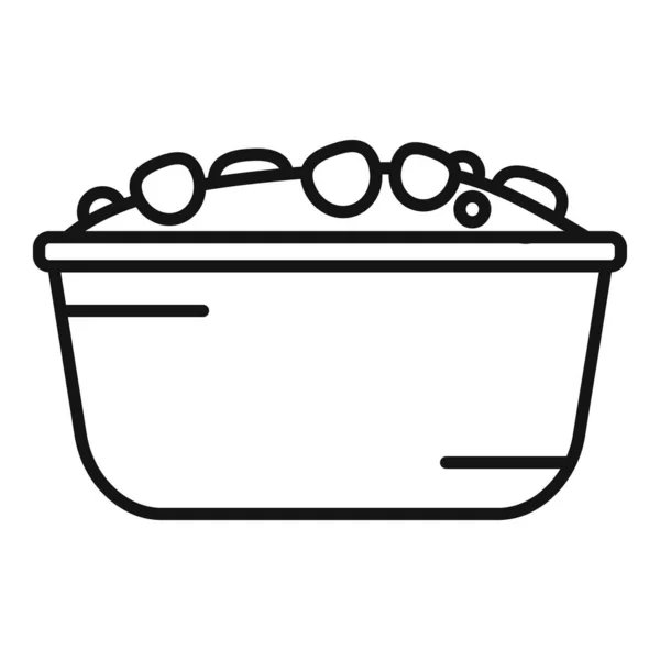 饮食水果沙拉图标勾勒病媒 新鲜食物 混合菜单 — 图库矢量图片