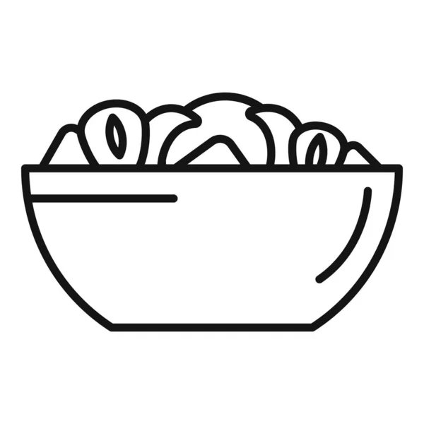Ikon Buah Berry Krim Garis Besar Vektor Salad Segar Kalori - Stok Vektor