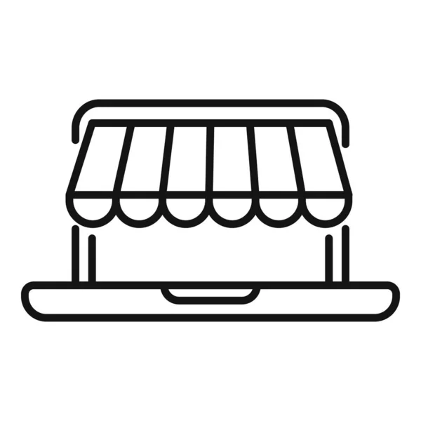 Online Shop Icona Contorno Vettoriale Mix Digitale Mercato Sociale — Vettoriale Stock