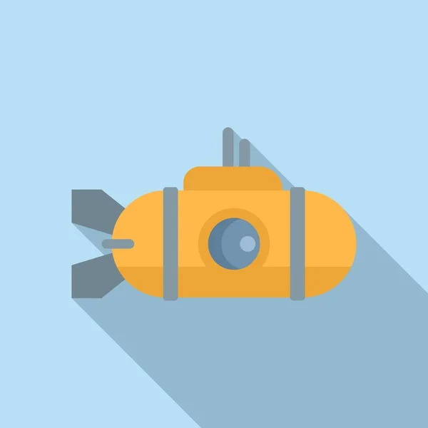 Lindo Submarino Icono Vector Plano Barco Mar Vehículo Profundo — Vector de stock