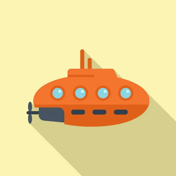 Ícone Submarino Militar Vetor Plano Nave Subaquática Veículo Profundo — Vetor de Stock
