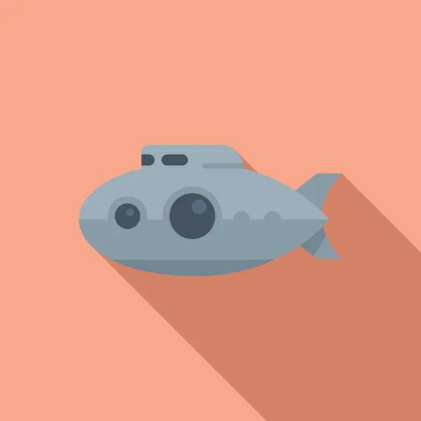 Deep Submarine Icon Flat Vector Sea Ship Sub Military — Stock Vector