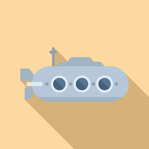 Army Submarine Icon Flat Vector Sea Ship Marine Toy — Stock Vector