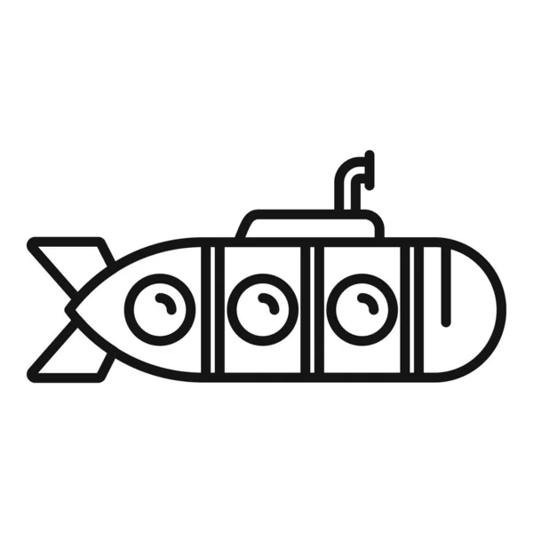Infantil Icono Submarino Contorno Vector Nave Submarina Lindo Bathyscaphe — Archivo Imágenes Vectoriales