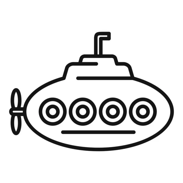 原子力潜水艦のアイコンの輪郭ベクトル 水中船だ かわいい車 — ストックベクタ