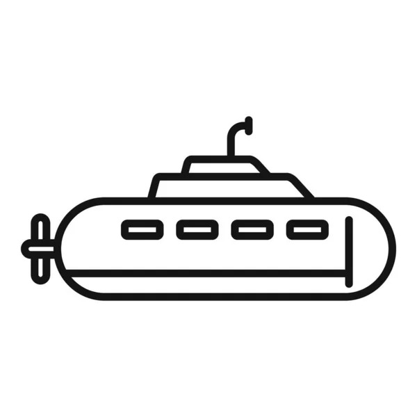 Vatten Ubåt Ikon Kontur Vektor Undervattensfartyg Söt Bil — Stock vektor