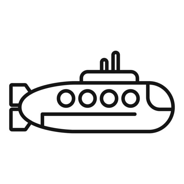 Progettare Icona Sottomarina Vettore Contorno Nave Subacquea Veicolo Militare — Vettoriale Stock