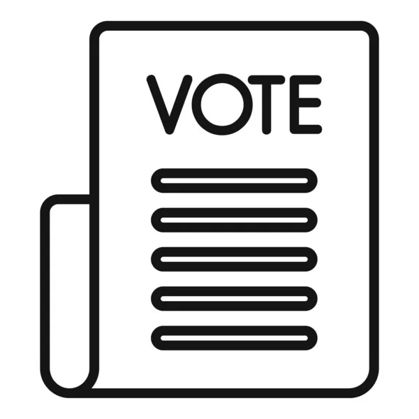 Votez Icône Papier Contour Vecteur Elections Démocratiques Sondage Par Bulletin — Image vectorielle